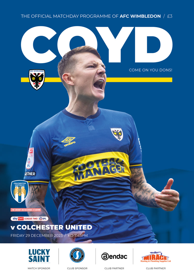 Matchday Programme - Colchester United 29.12.2023