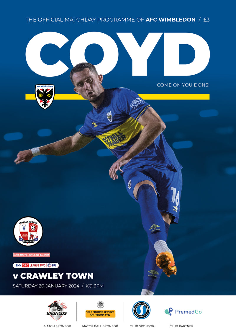 Matchday Programme - Crawley Town (postponed) 20.01.2024